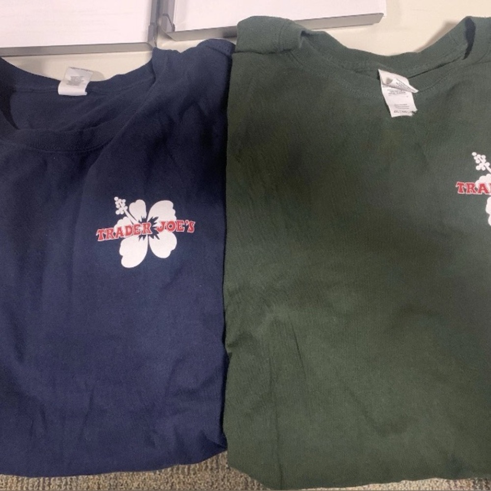4XL Trader Joe’s 2-Pack!!  Long Sleeve Navy & Green Employee Shirts